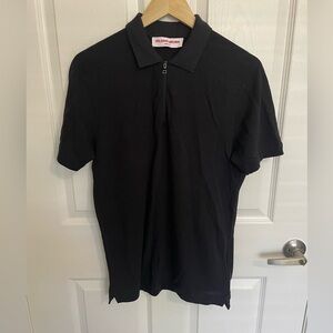 Orlebar Brown Black Polo Shirt with Zipper Collar